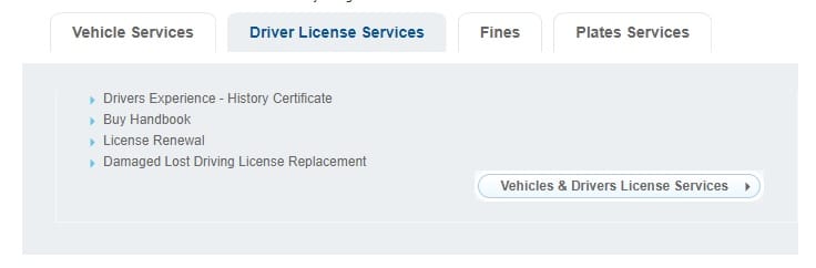Renewing a driving licence through RTA Website.